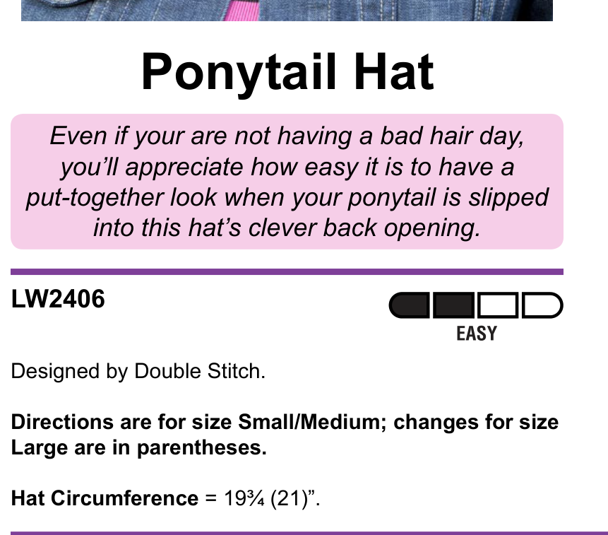 Schematic Layout of Ponytail Hat