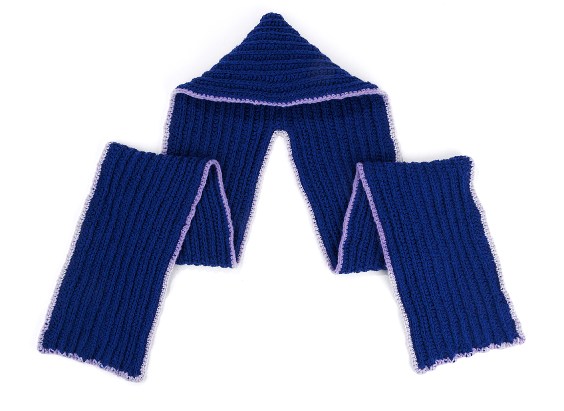 Finished hooded scarf with edging
