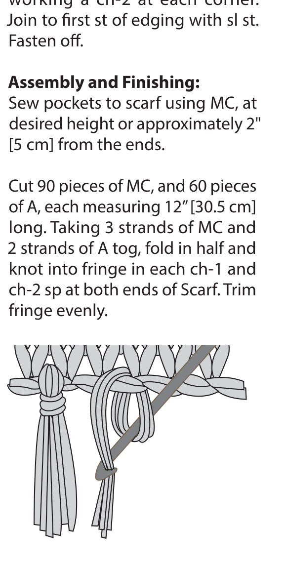Schematic layout of the crochet scarf