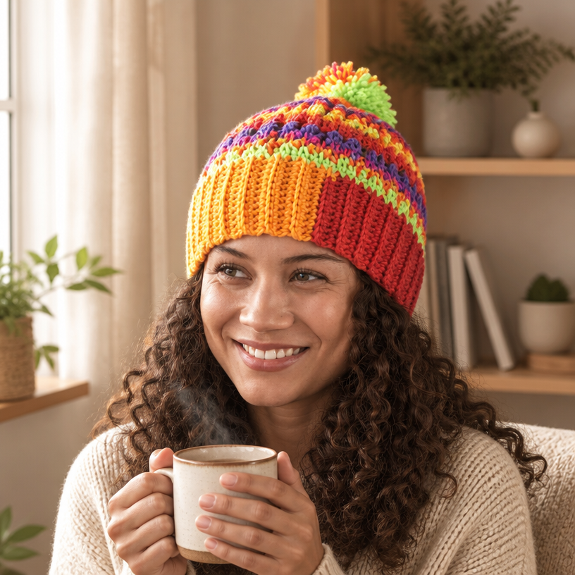Modèle gratuit de bonnet au crochet avec motif étoile pour les créateurs de style