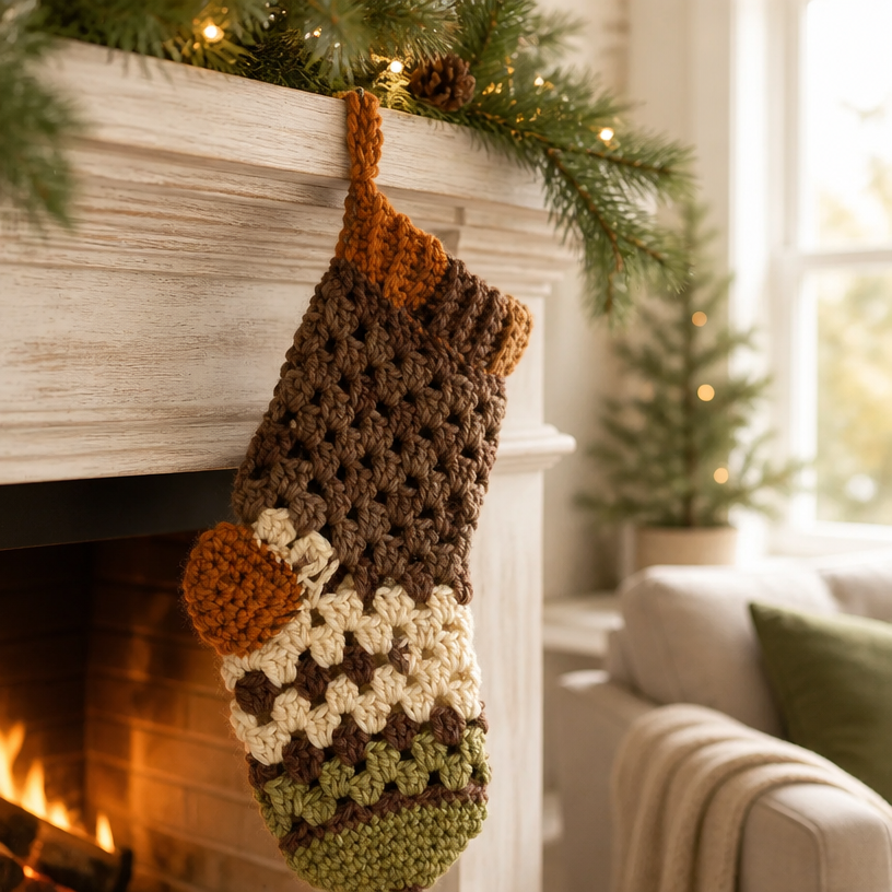 Modèle gratuit de chaussette de Noël au crochet pour une fête festive