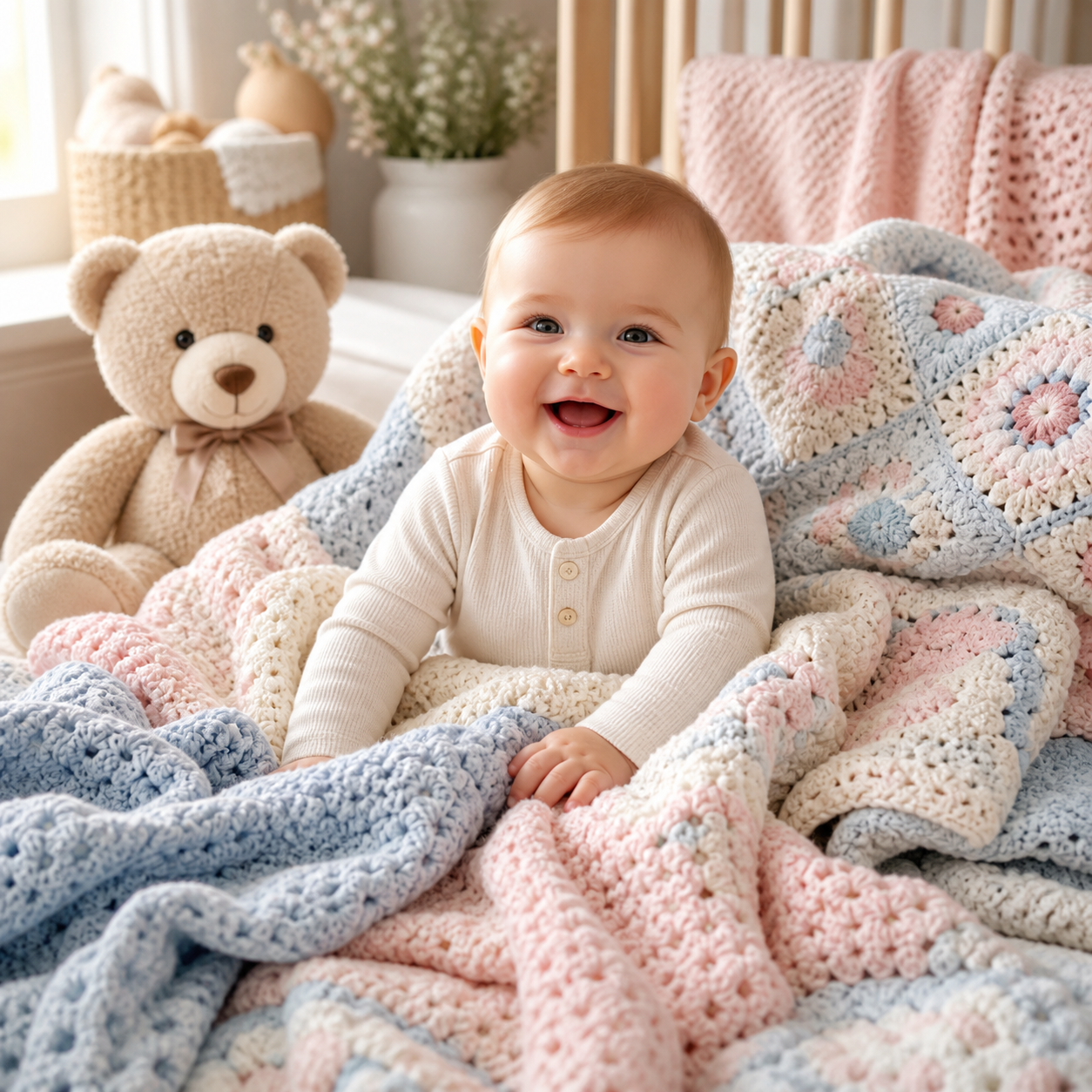 12 modèles gratuits de couvertures bébé au crochet