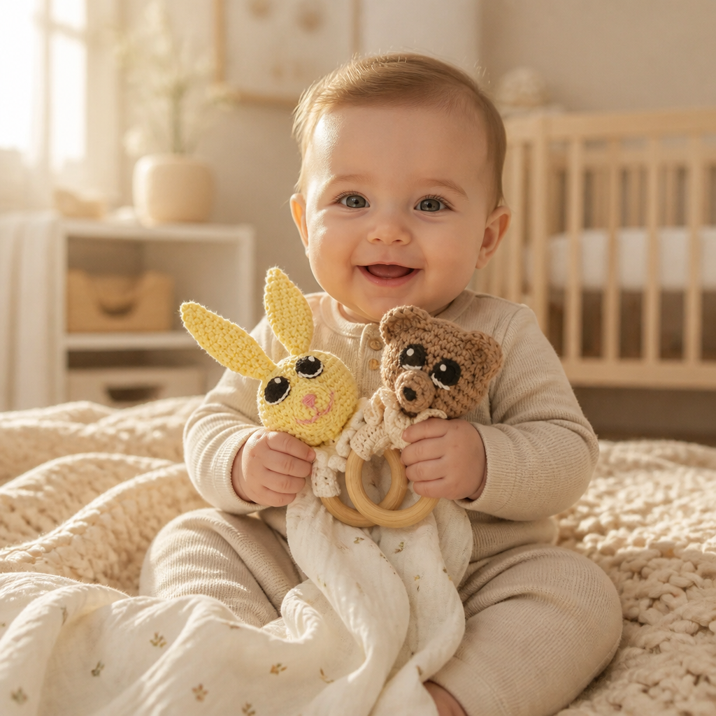 Free Crochet Bunny and Bear Teether Pattern