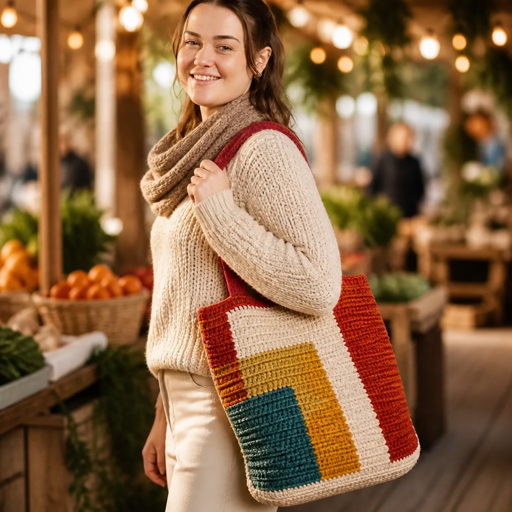 Free Color Block Crochet Tote Bag Pattern