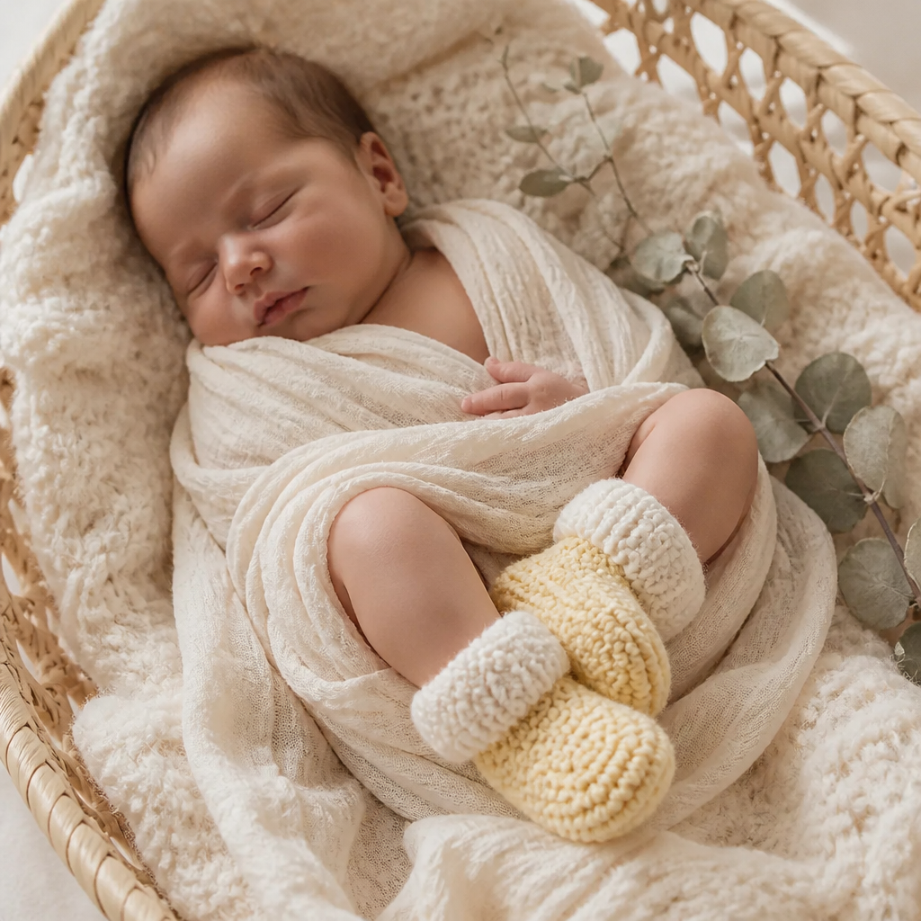 Free Turned-Down Cuff Baby Booties Crochet Pattern
