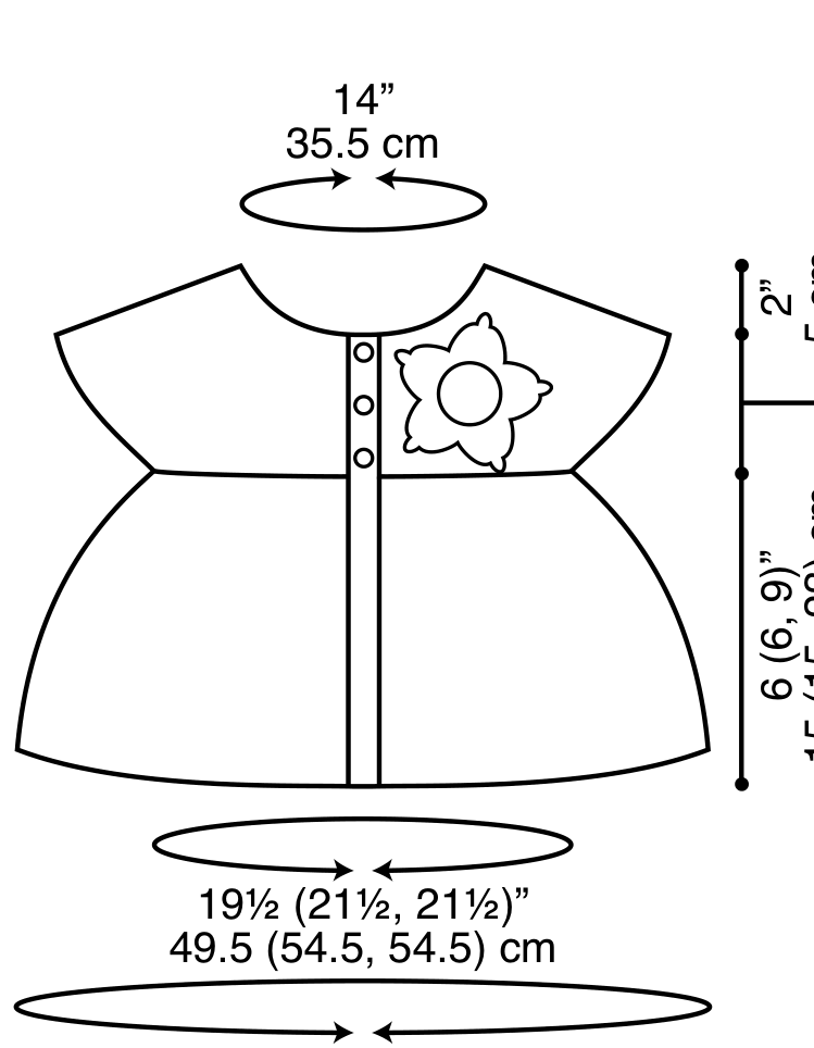 Schematic with measurements for the dress