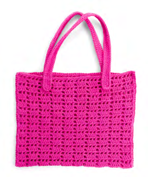 Close-up of crochet stitch pattern on bag
