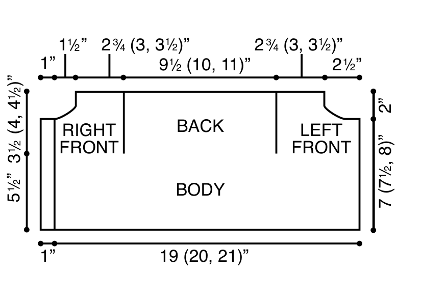 Schematic of baby set with measurements