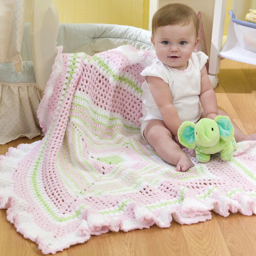 Free Ruffled Granny Baby Blanket Crochet Pattern