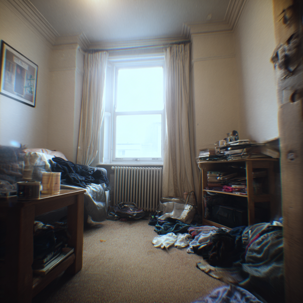 Poorly documented move-out photo, overexposed and cluttered