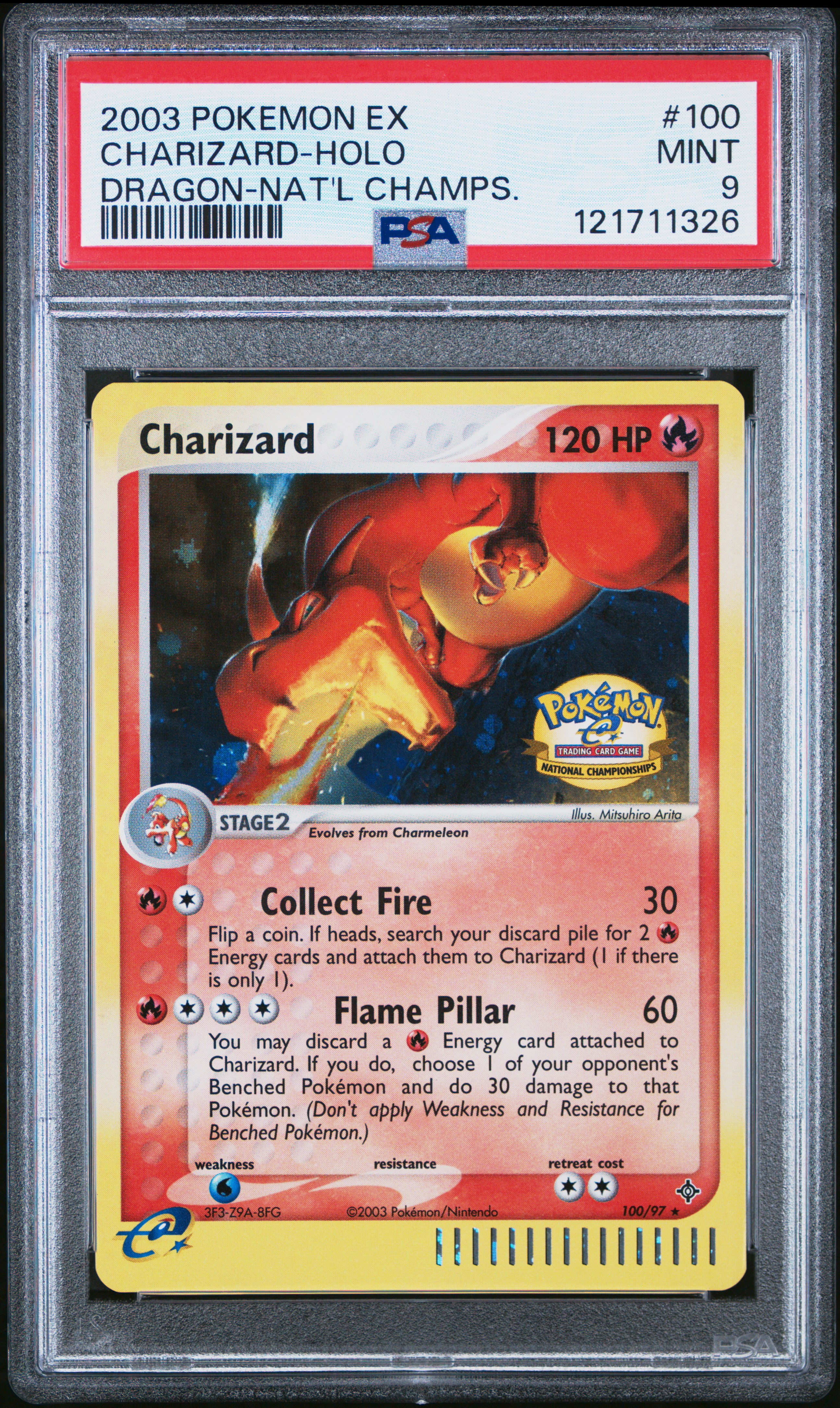Charizard #100 EX Dragon 2003 | National Championships | PSA 9