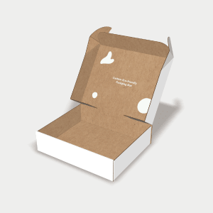 Mockup of a type of box with ear lock and cover flap