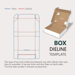 Instruction of a type of box with ear lock and cover flap