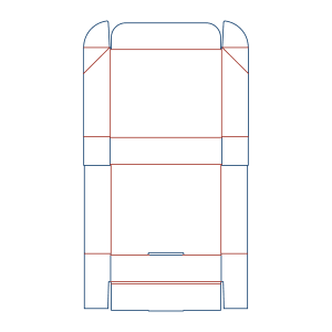 Dieline/Template of a type of box with ear lock and cover flap