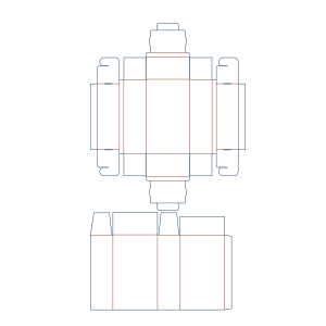 Dieline/template of thick wall tray and one end sealed sleeve box