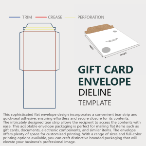 flat envelope packaging with tear strip dieline guidelines