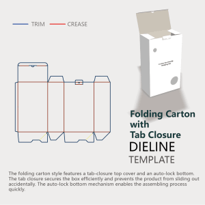  auto lock bottom folding carton with tab closure dieline guideline