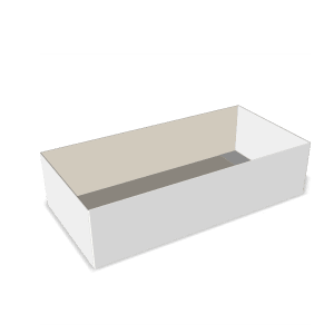 Two-dimensional tray box 27002 vector dieline diagram alongside a 3D folded mockup of the custom cardboard box design.