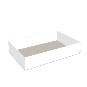 Two-dimensional tray box 27003 vector dieline diagram alongside a 3D folded mockup of the custom cardboard box design.