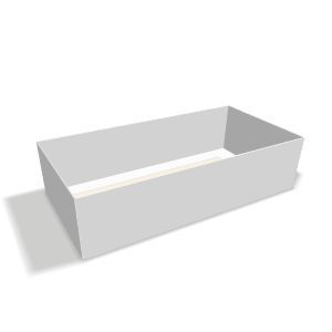 Two-dimensional tray box 27004 vector dieline diagram alongside a 3D folded mockup of the custom cardboard box design.