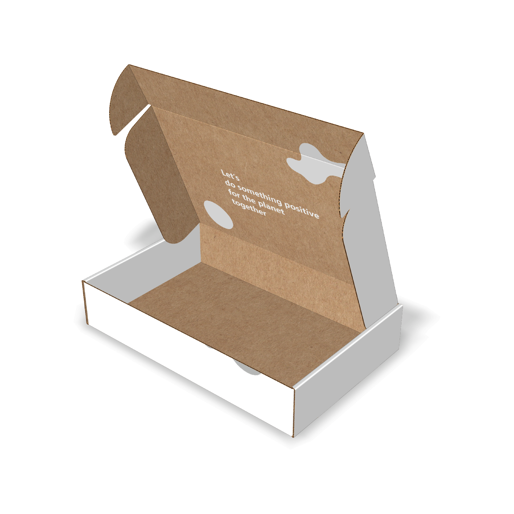 Mockup of custom printed corrugated ear lock mailers, mailer boxes