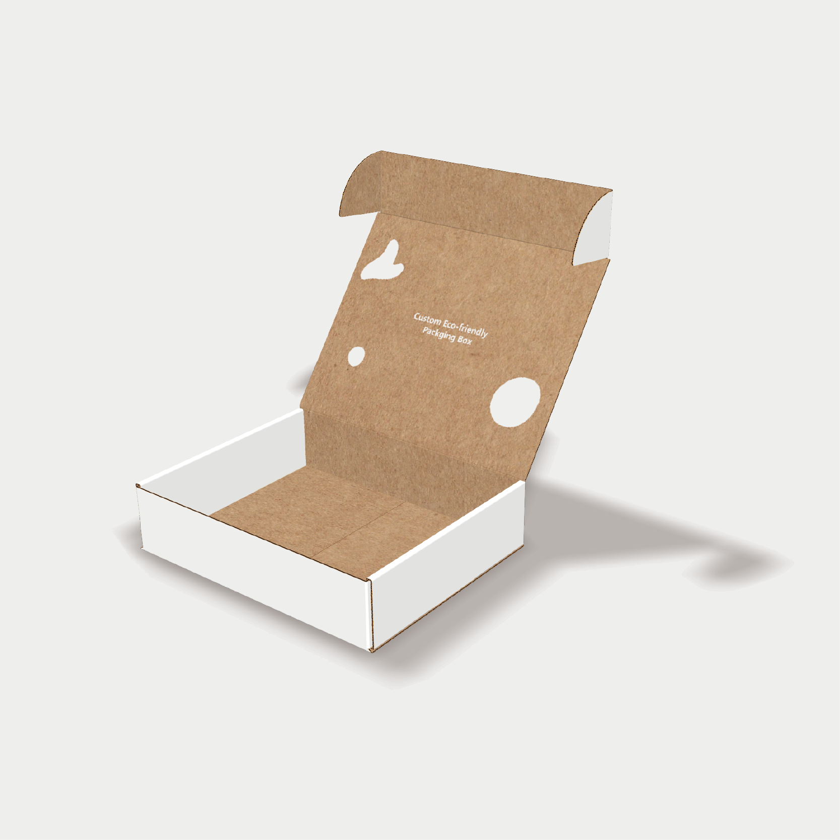 Mockup of a type of mailer box features swing in roll over