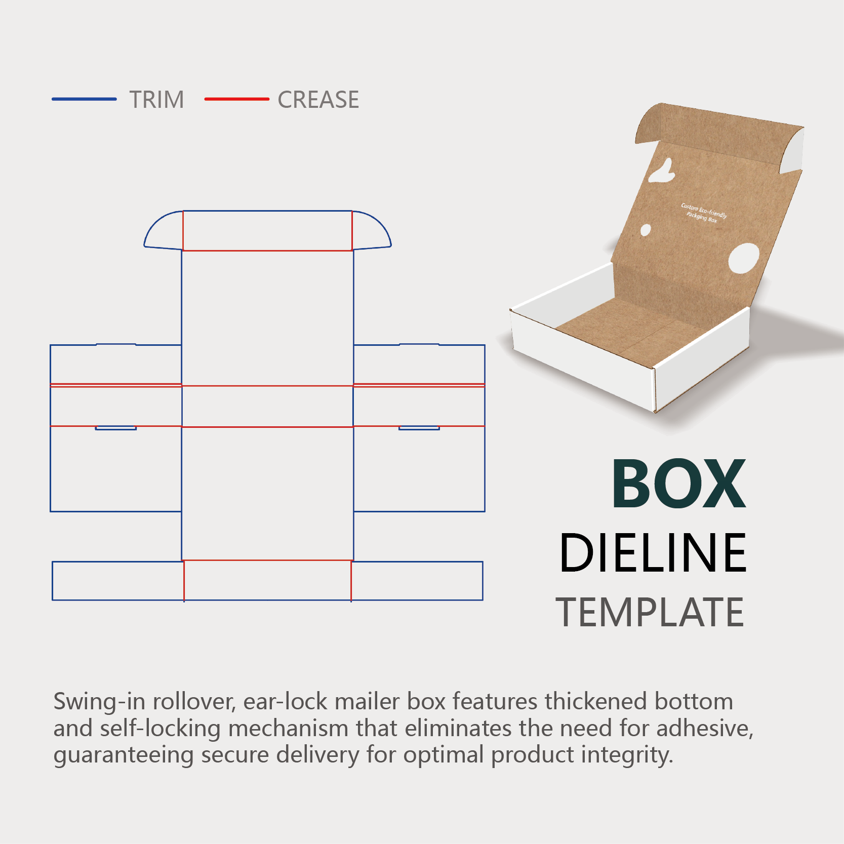 Instruction of a type of mailer box features swing in roll over