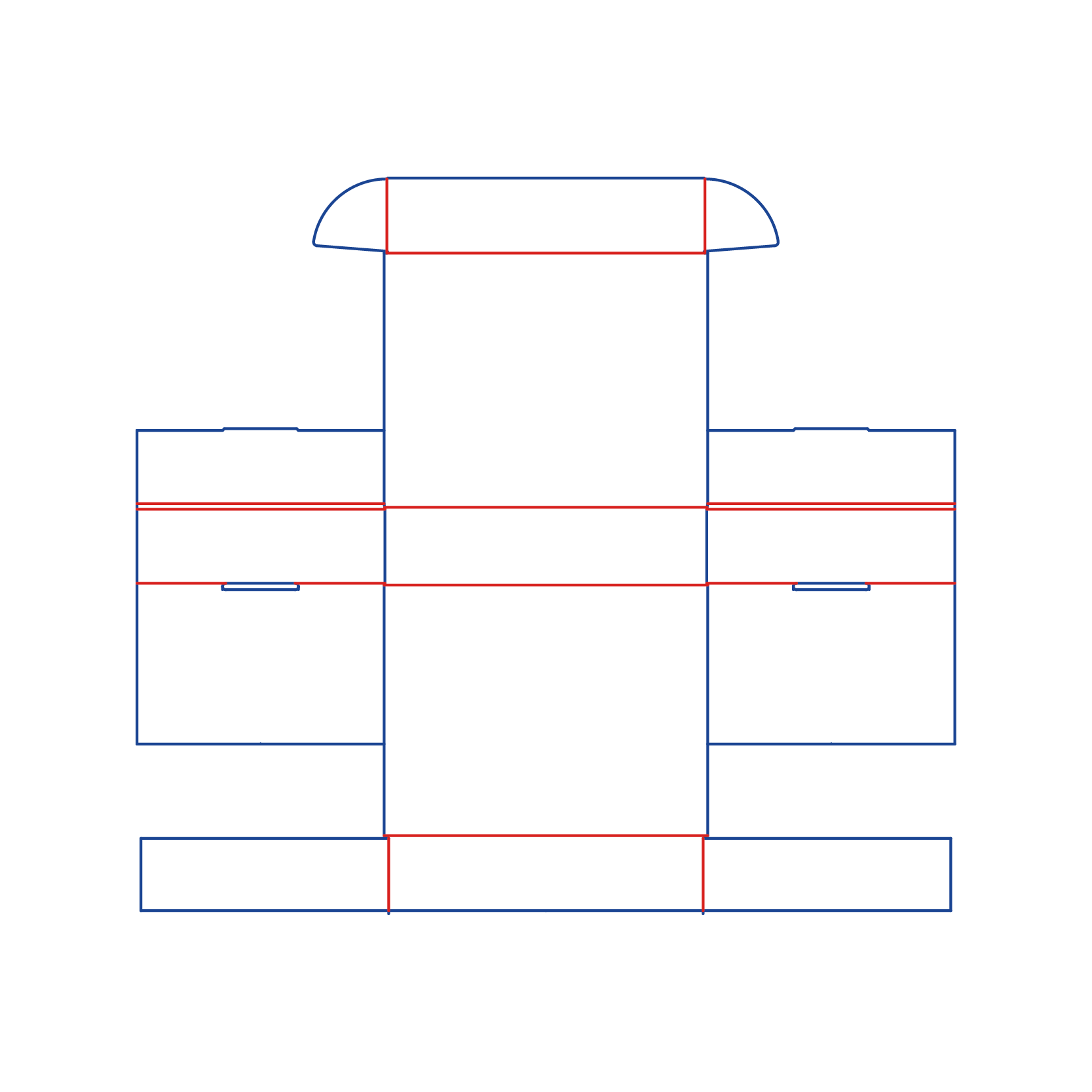 Dieline/Template of a type of mailer box features swing in roll over