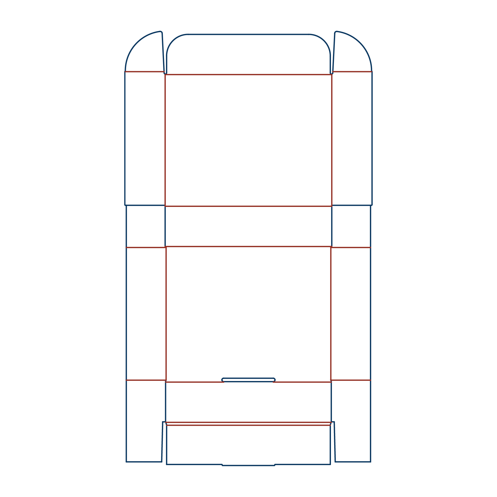 Mockup of a type of box with ear locks and cover flap