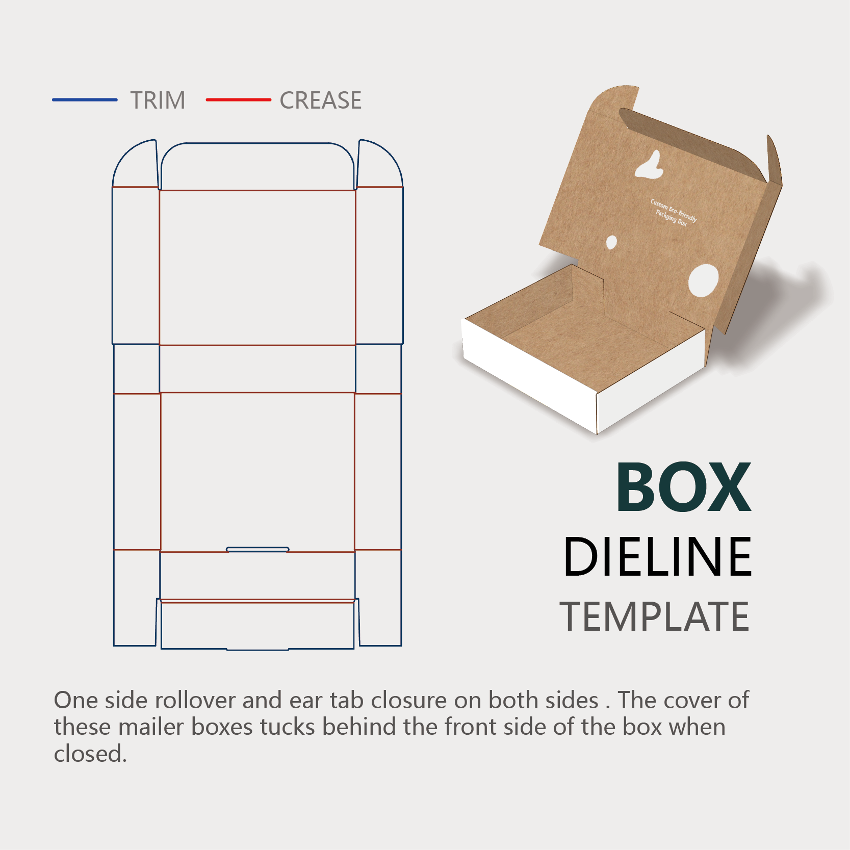 Instruction of a type of box with ear locks and cover flap