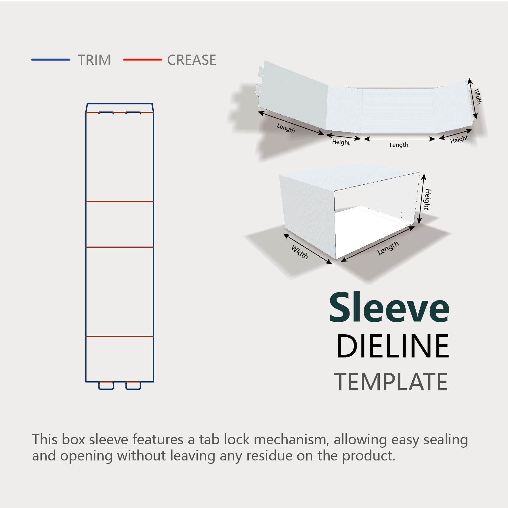  indtruction template tab lock packaging sleeve