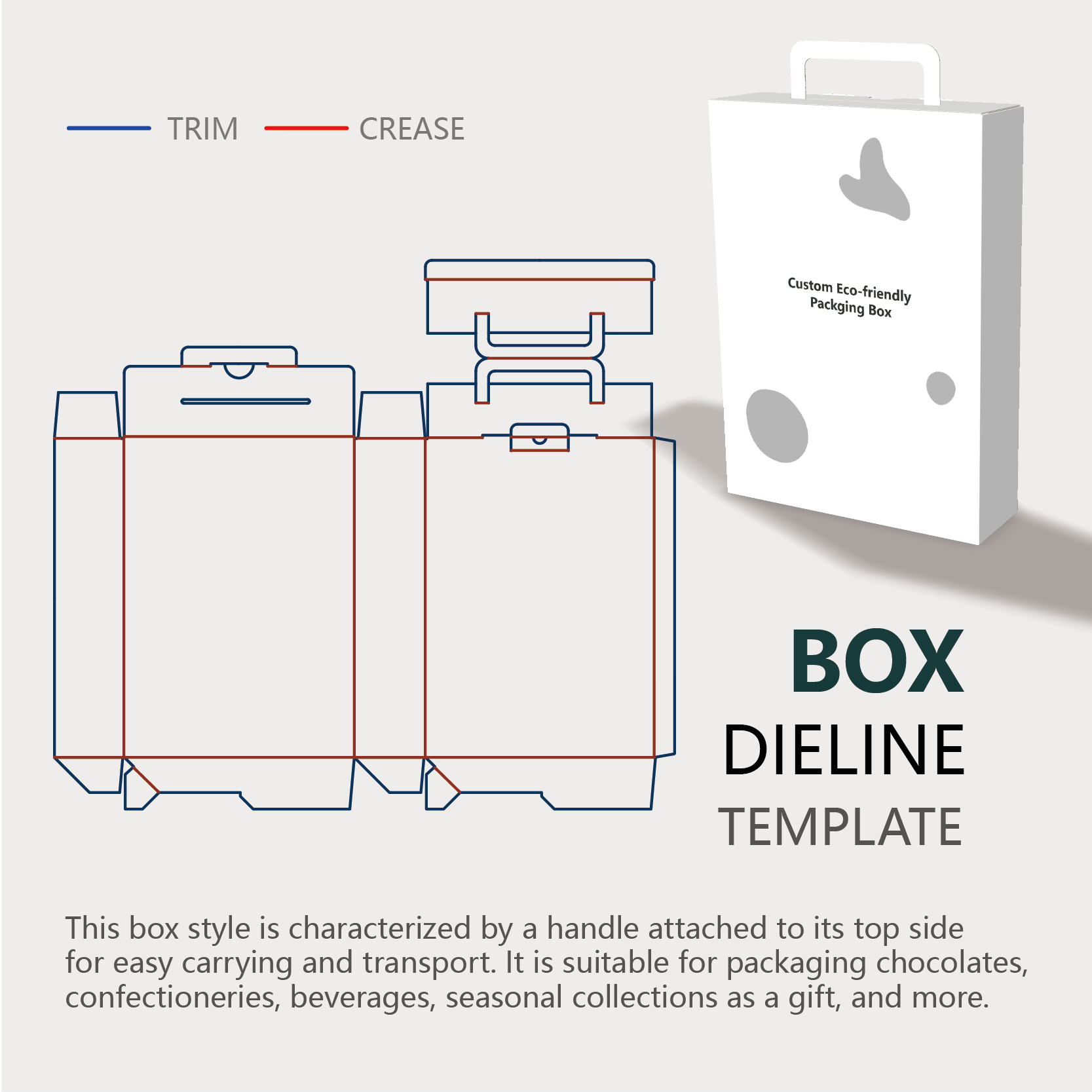 Instruction of customizable dieline of a folding carton gift box