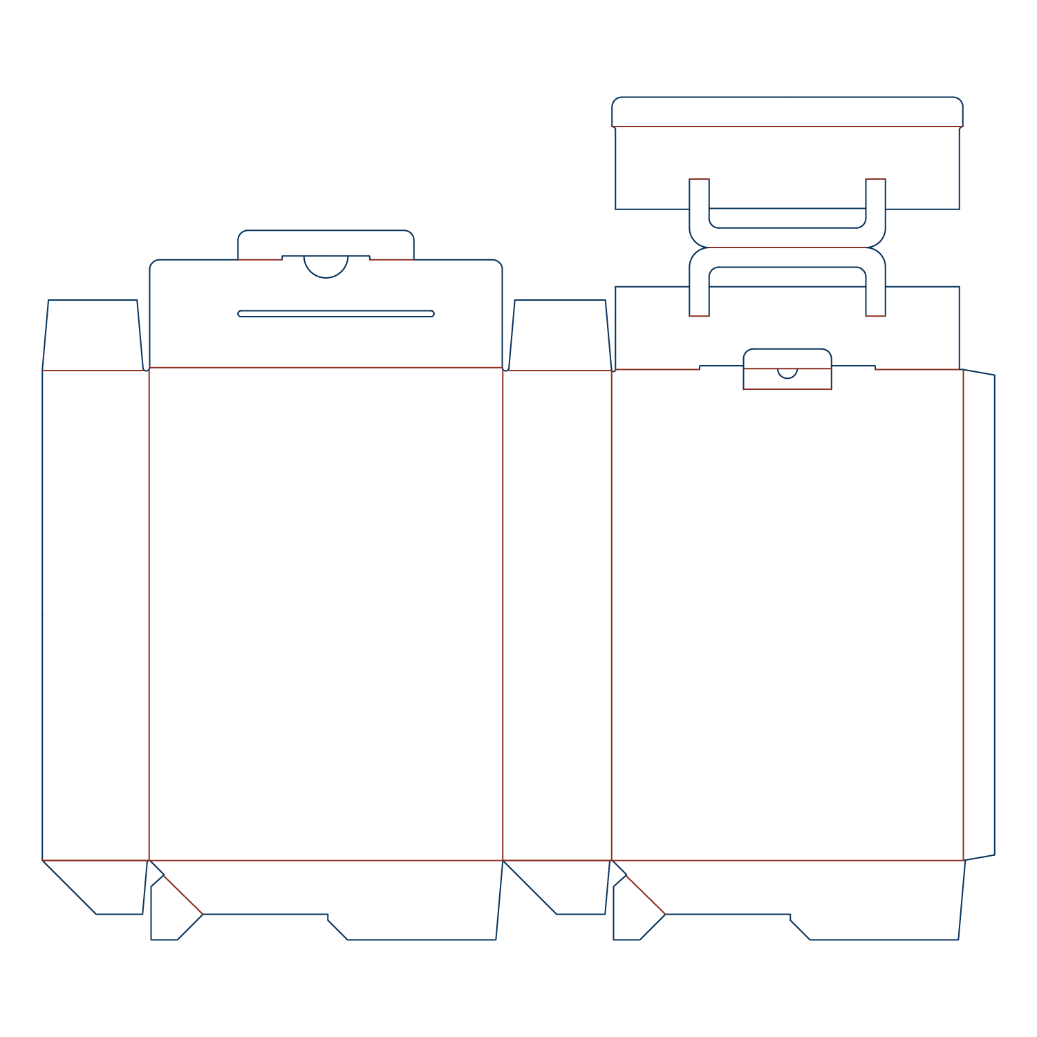 Dieline, template of a folding carton gift box 