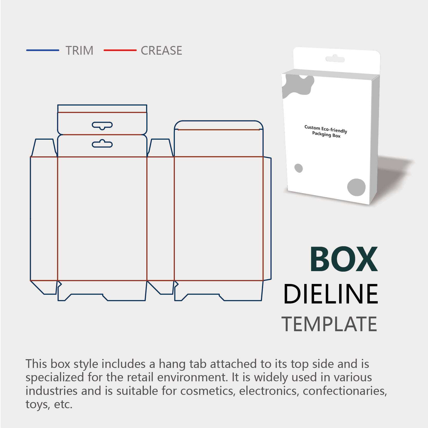  folding box with hang tab template guidelines