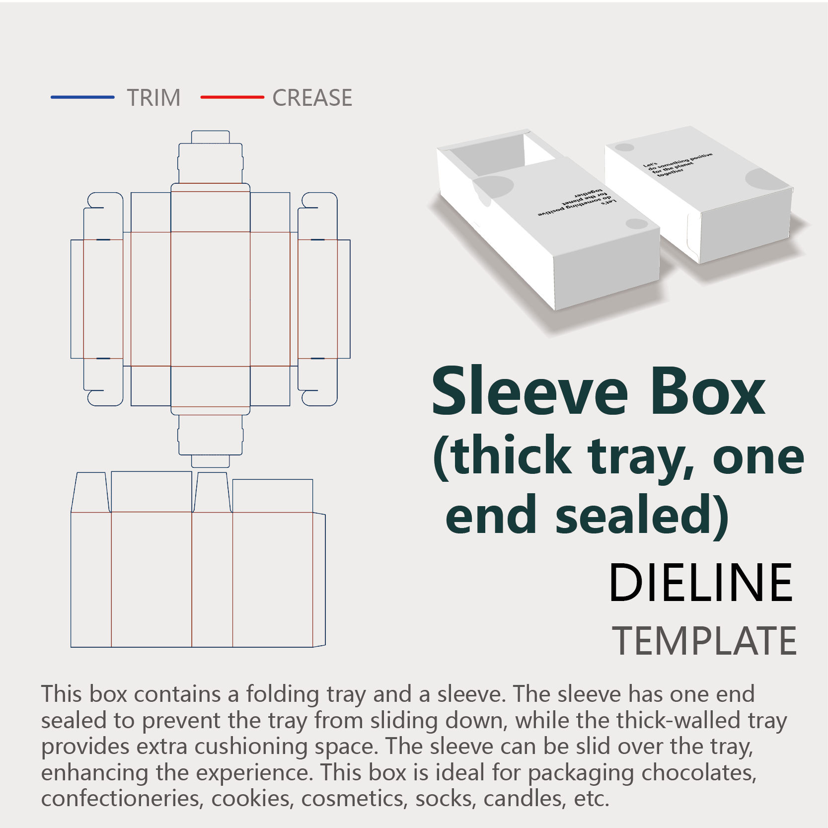 templates instruction of thick wall tray and one end sealed sleeve box
