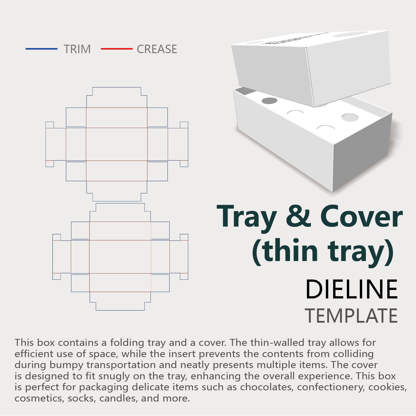 templates instruction of thin wall  tray and cover box with insert