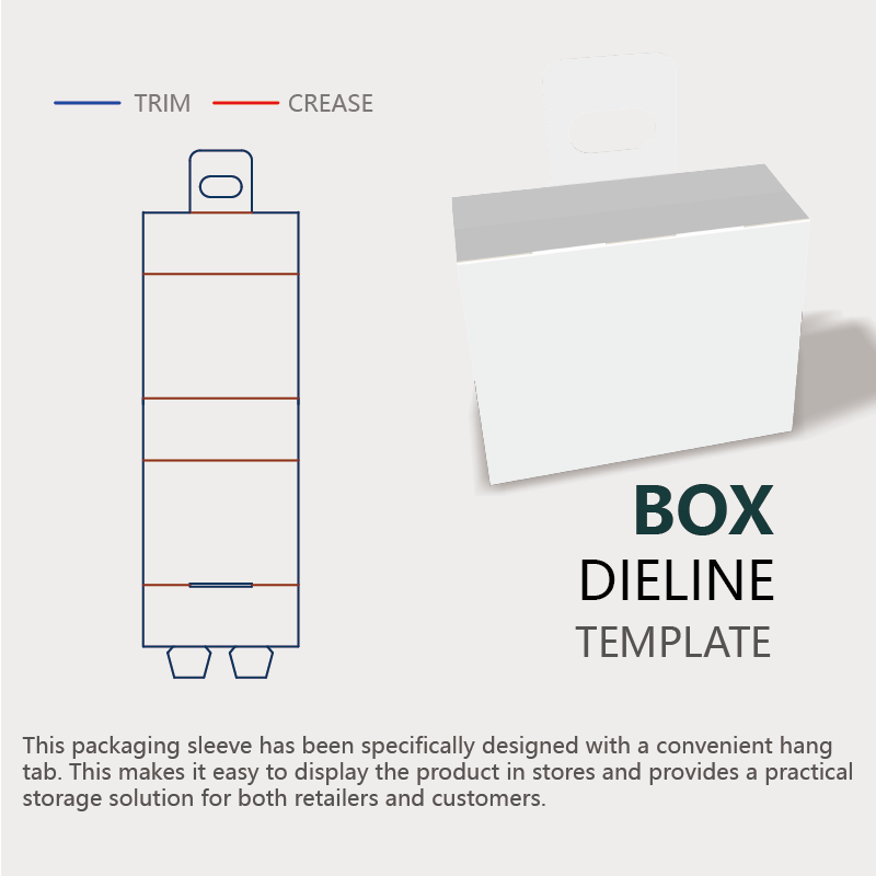 template instruction of sleeve with a hang tab