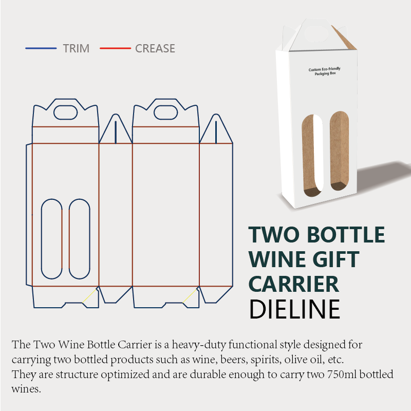  two bottle wine gift carrier dieline guidelines