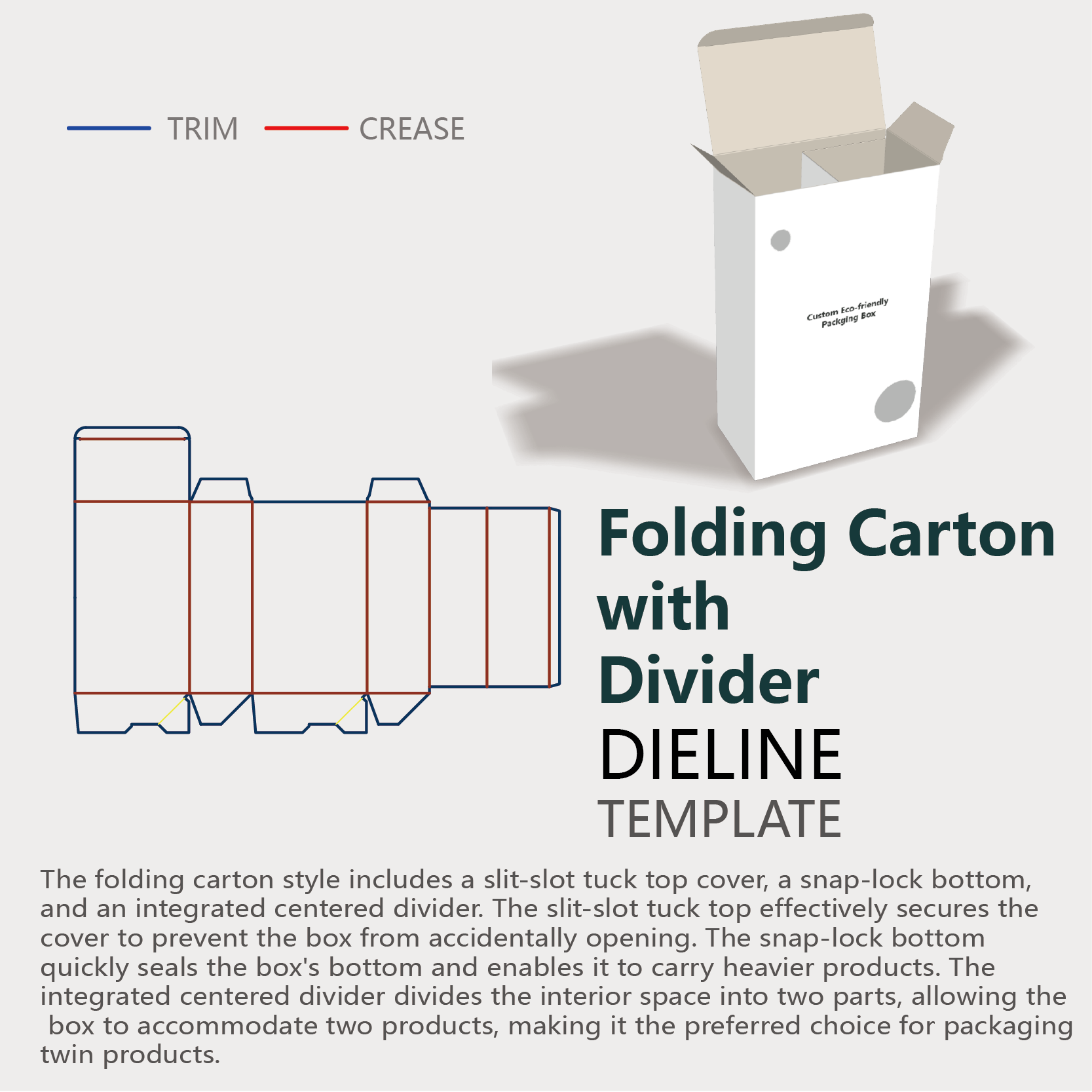  custom folding carton with centered divider