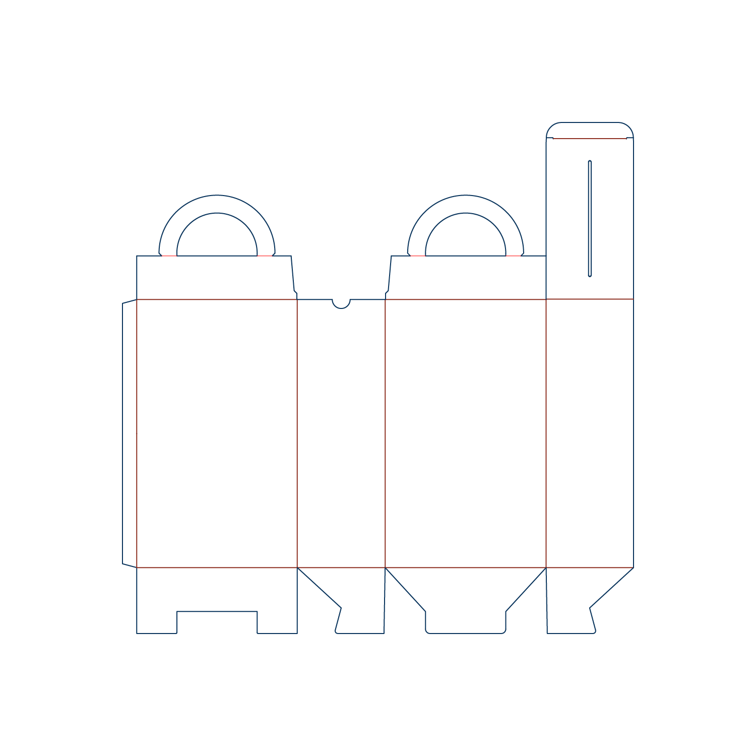  dielines of snap lock carton with arc handler