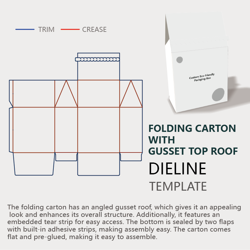 instruction of gusset roof folding carton