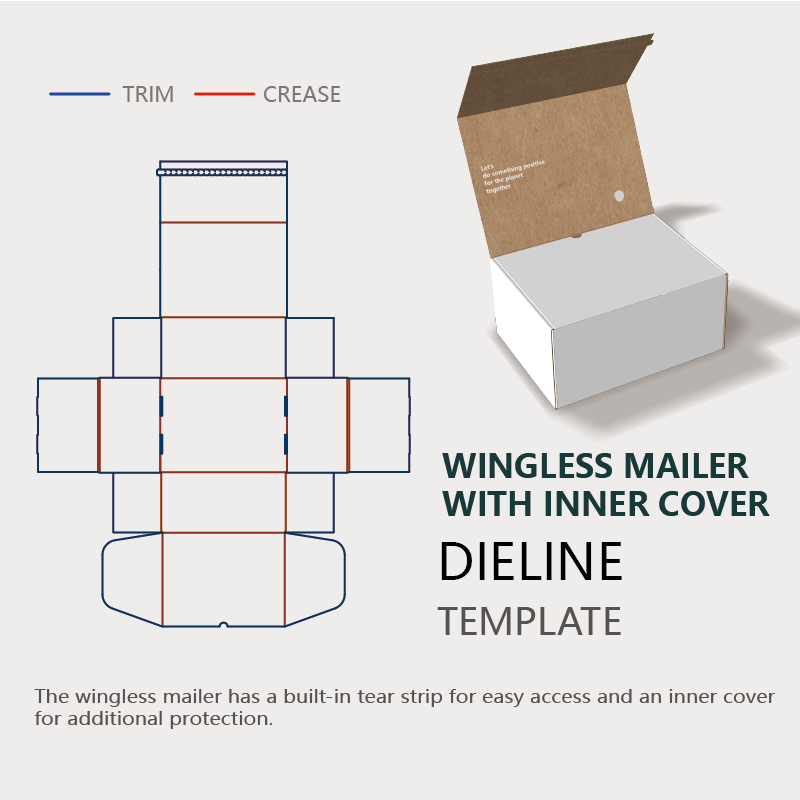  wingless mailer with inner cover dieline instruction