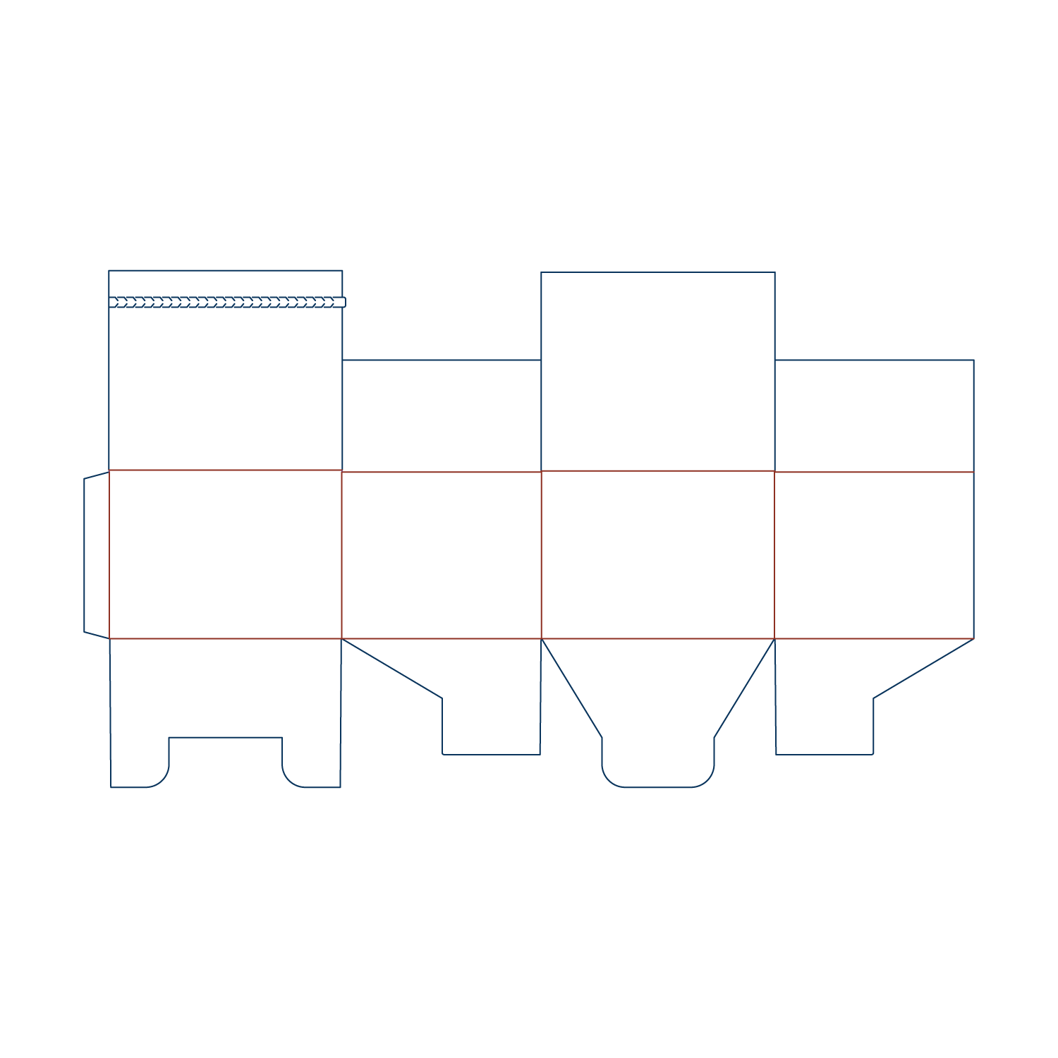 fully customziable dieline for shipping box with integrated tear strip