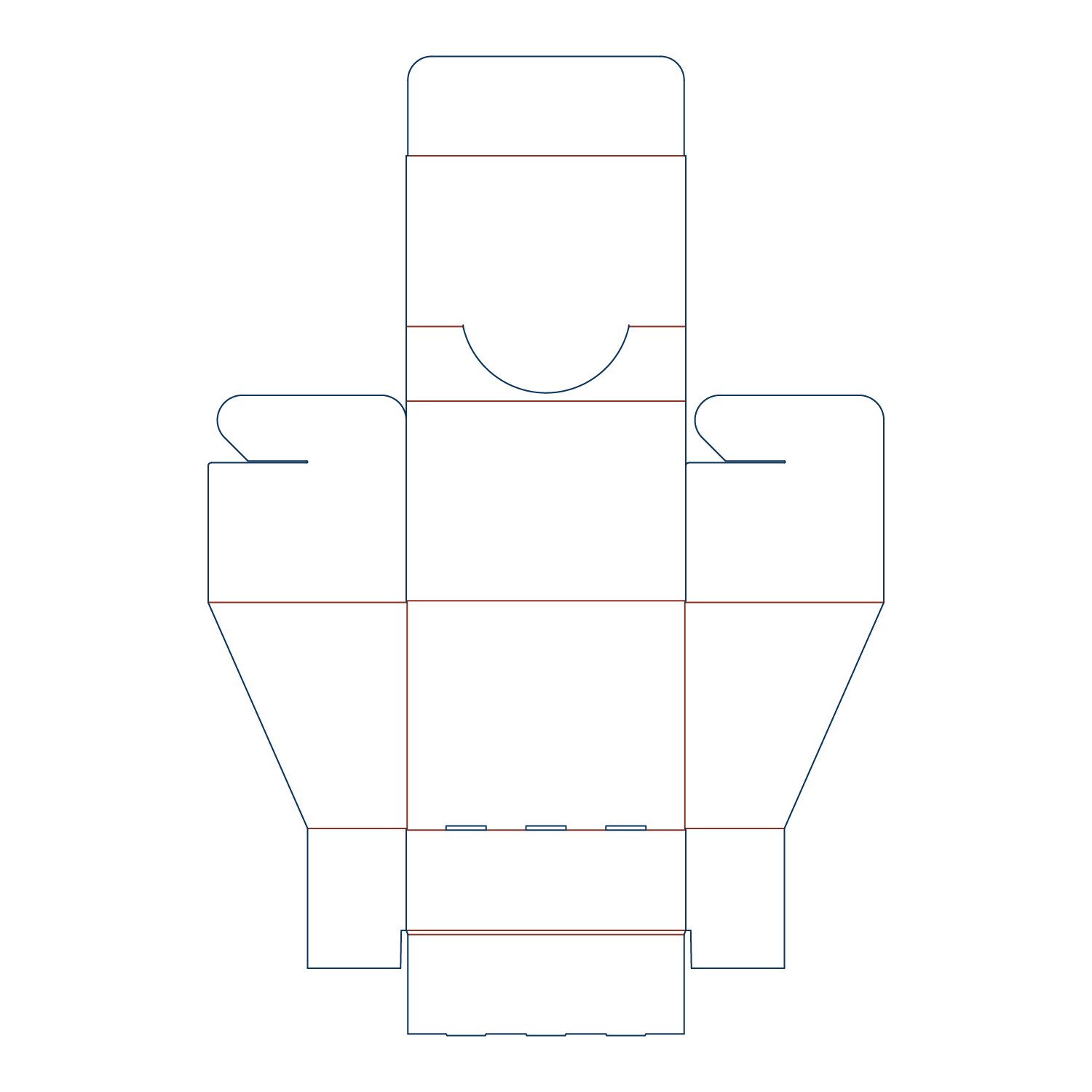dieline for display box with beveled side walls