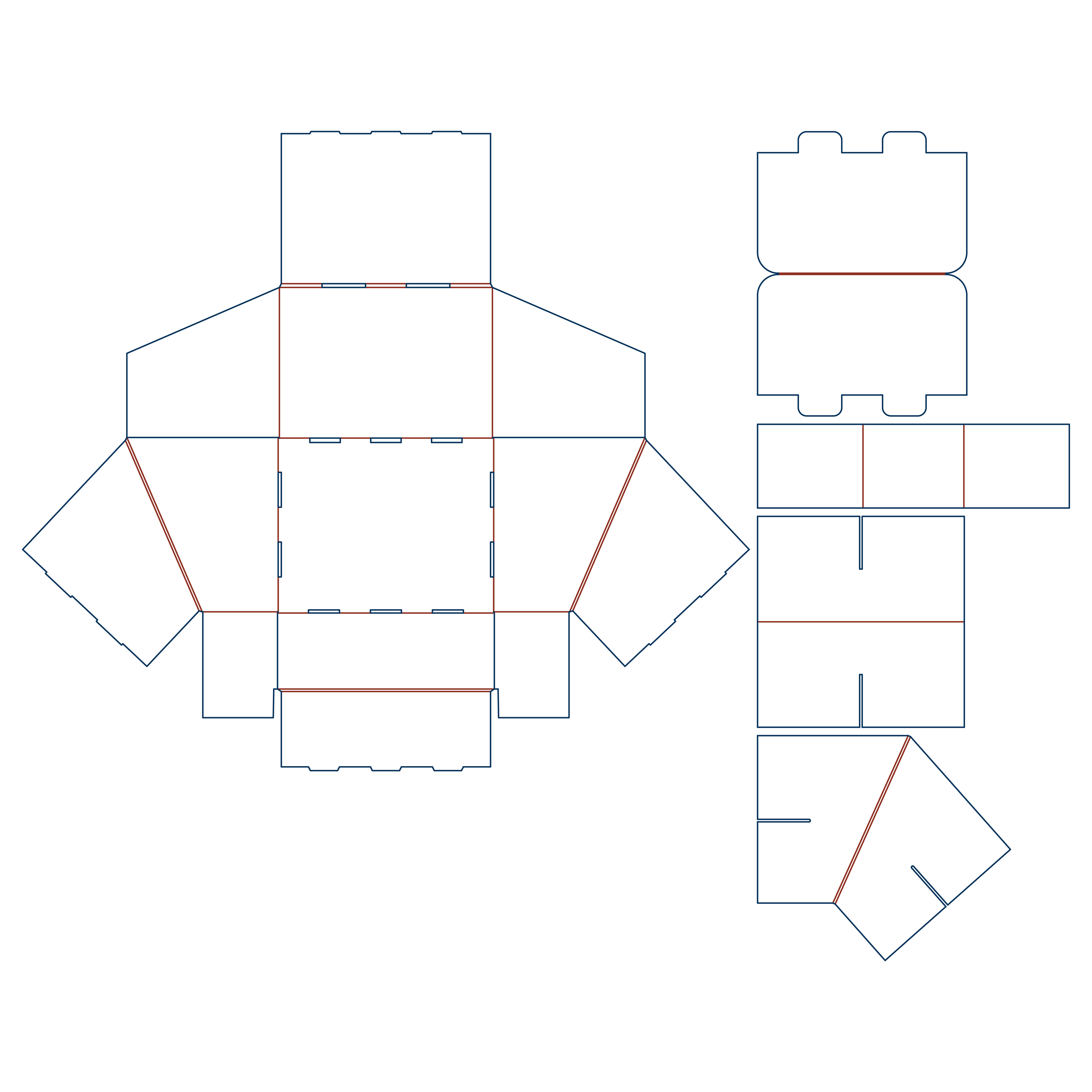 Roll End Base Tray Box with Partitions Dieline