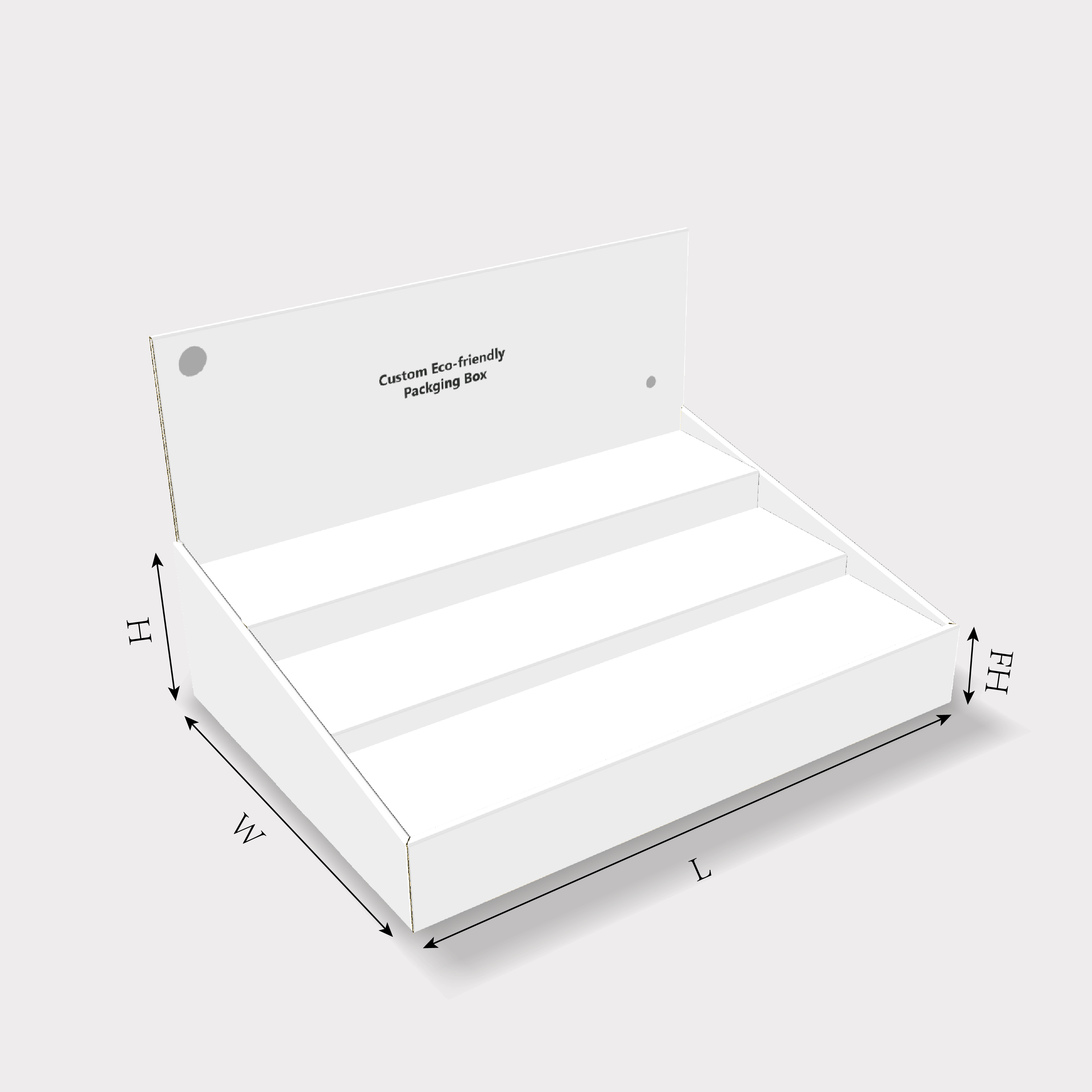  Triple Deckers Display with Angled Side Walls Size Guides