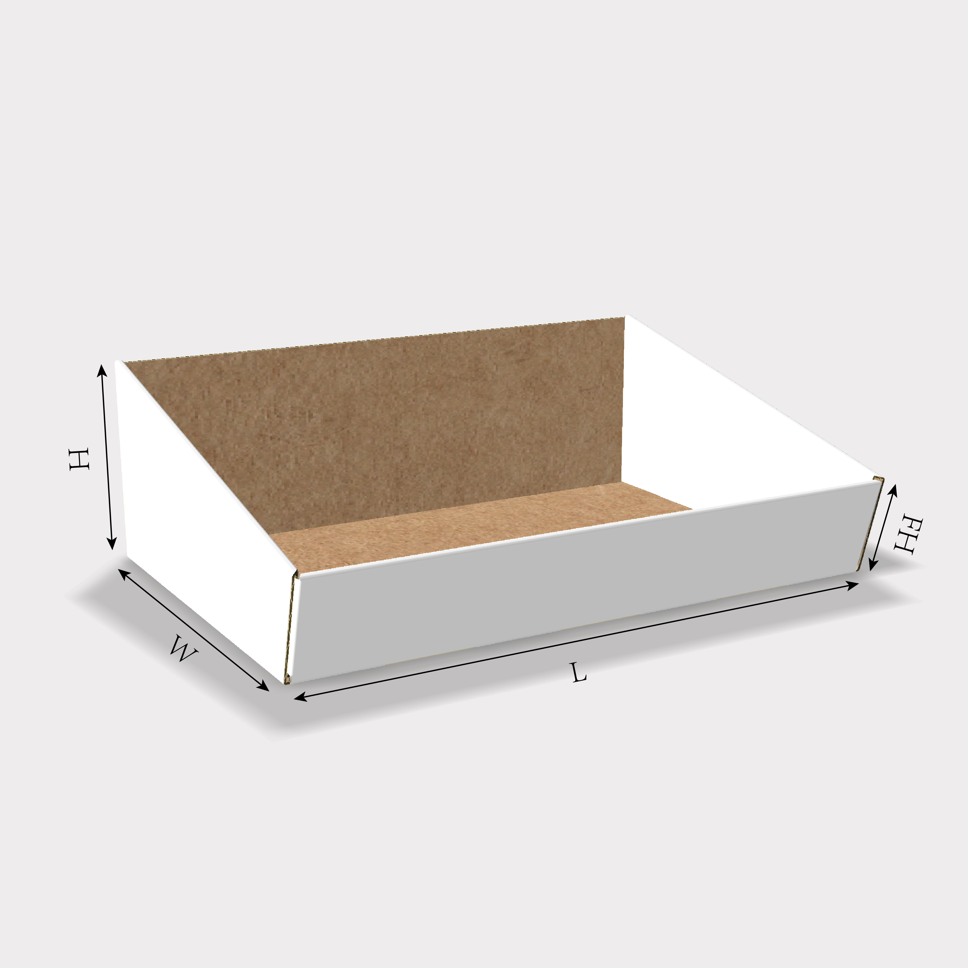  dispaly tray with lean front wall size guides