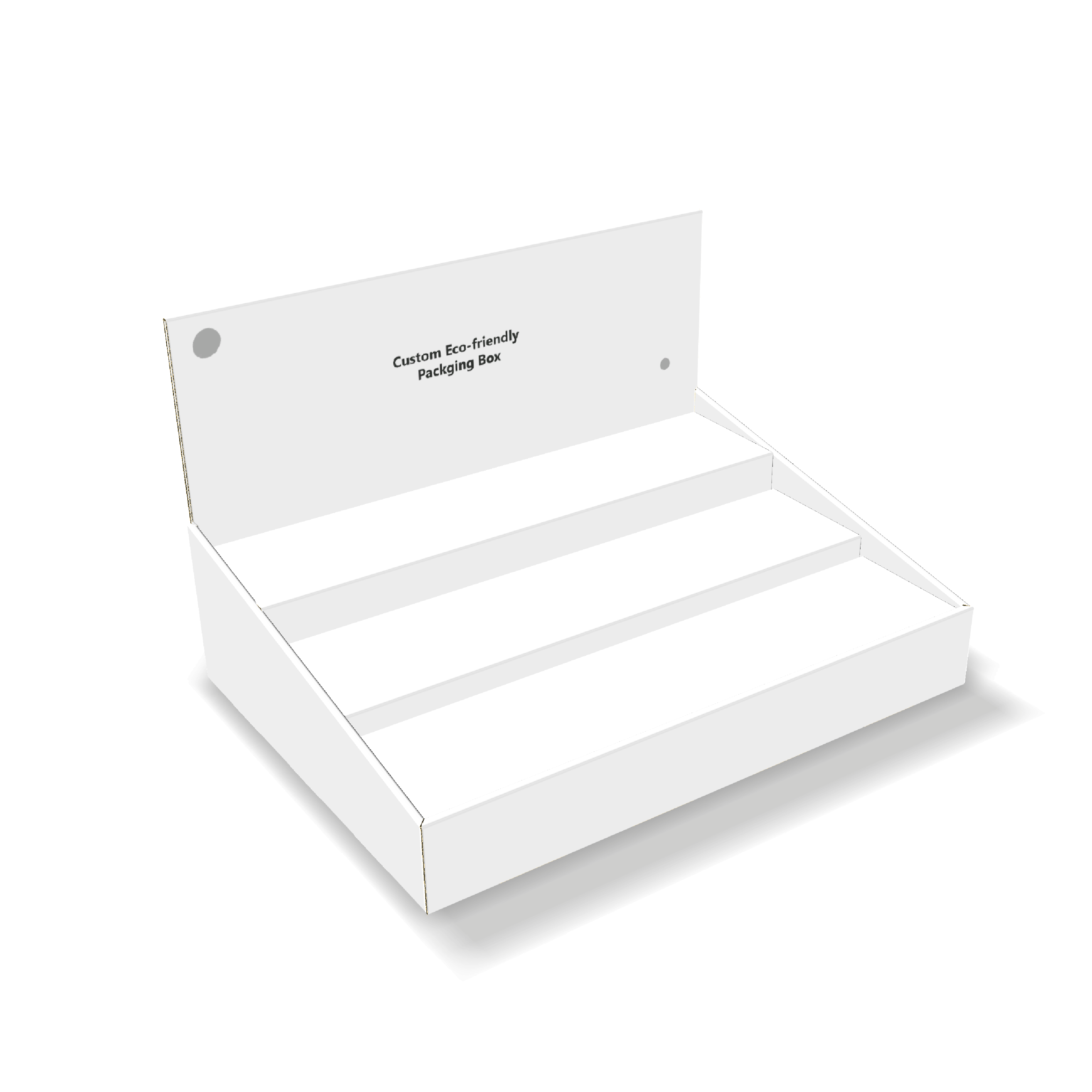  Triple Deckers  Display with Angled Side Walls Mockup