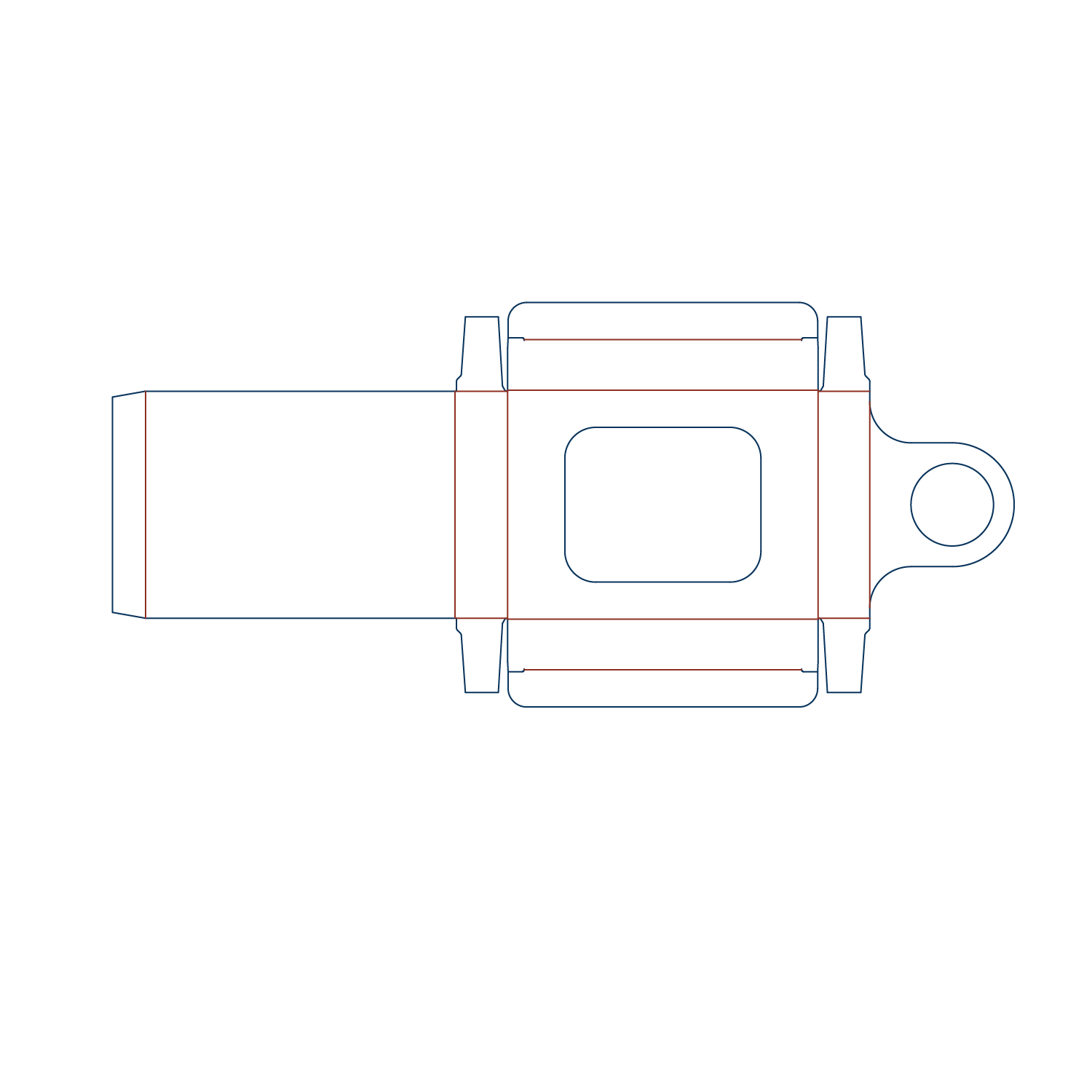  Folding Box with Circular  Hang Hole and Window Dieline