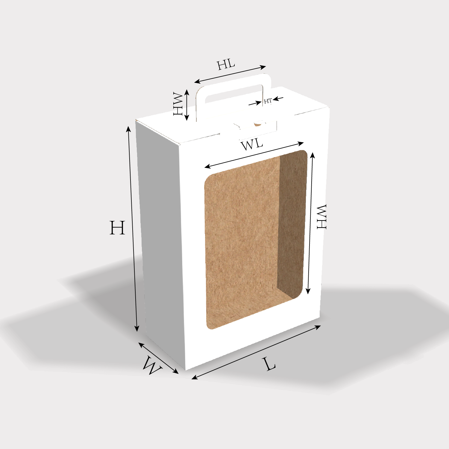  folding carton with handle and window size guides